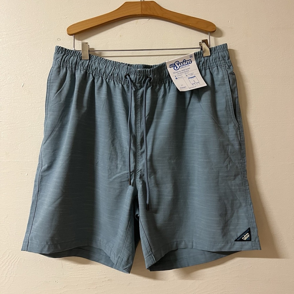 Mr Swim Shorts Men's 2XL XXL Technical Swim Trunks Blue New